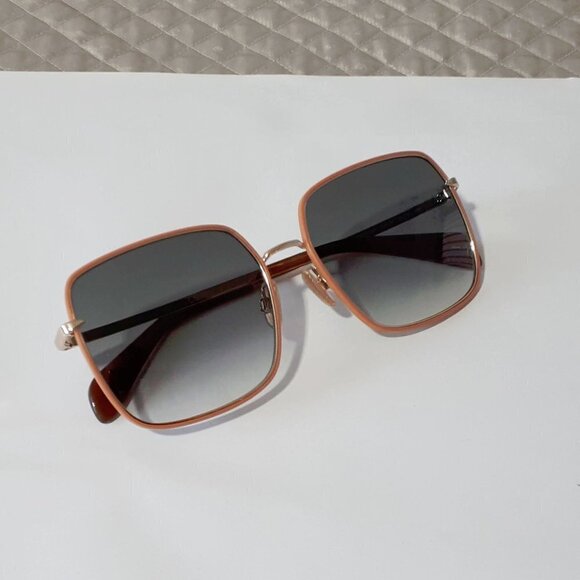 NWOT Rag & Bone brown frame & gold temple w/ greenish smoke lens sunglasses - Picture 3 of 8